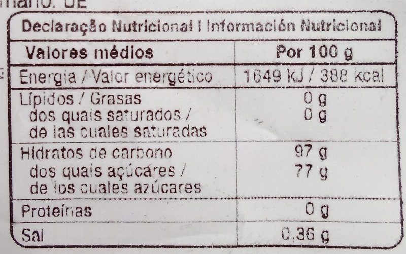Foto da tabela nutricional