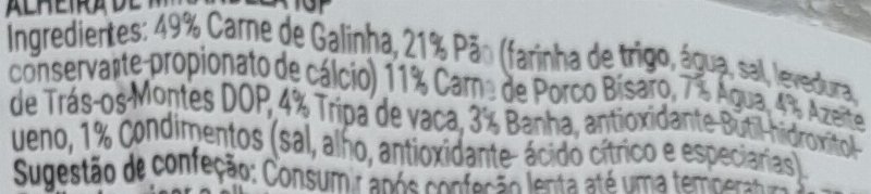 Foto da lista de ingredientes