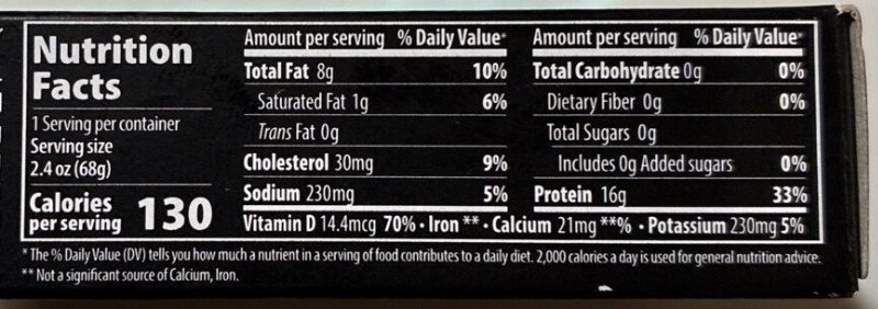 Foto da tabela nutricional