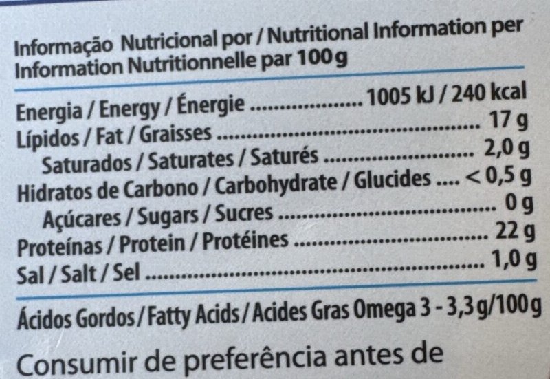 Foto da tabela nutricional