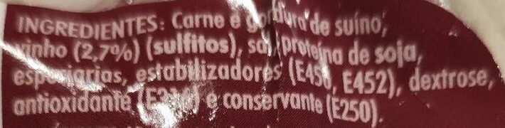 Foto da lista de ingredientes