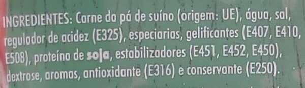 Foto da lista de ingredientes