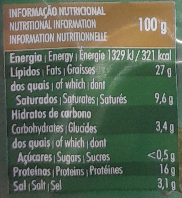 Foto da tabela nutricional