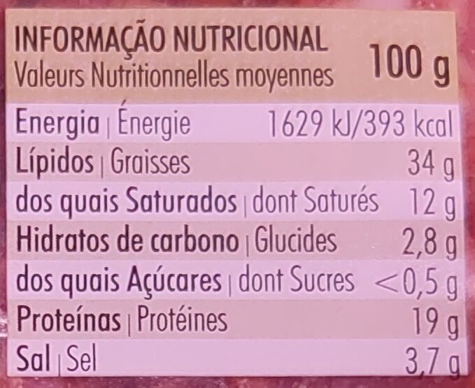 Foto da tabela nutricional
