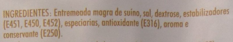 Foto da lista de ingredientes