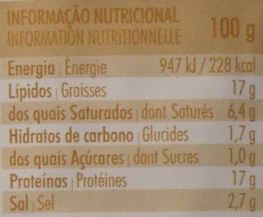 Foto da tabela nutricional