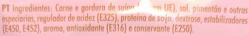 Foto da lista de ingredientes