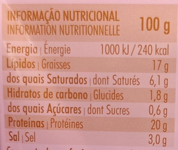 Foto da tabela nutricional