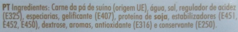 Foto da lista de ingredientes