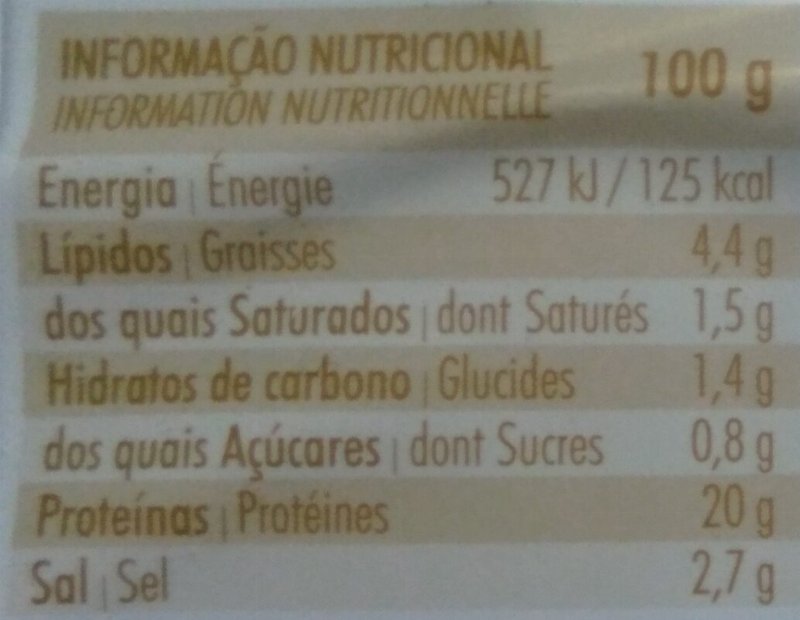 Foto da tabela nutricional