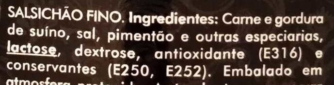 Foto da lista de ingredientes