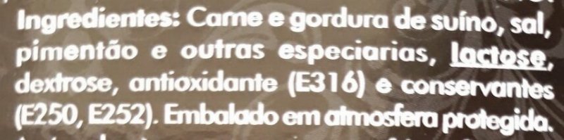 Foto da lista de ingredientes