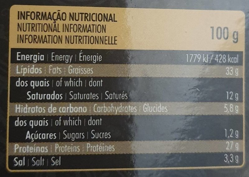 Foto da tabela nutricional