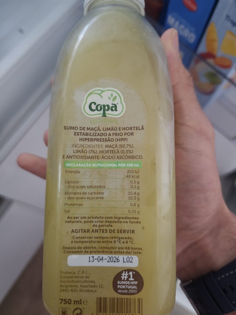 Foto da tabela nutricional
