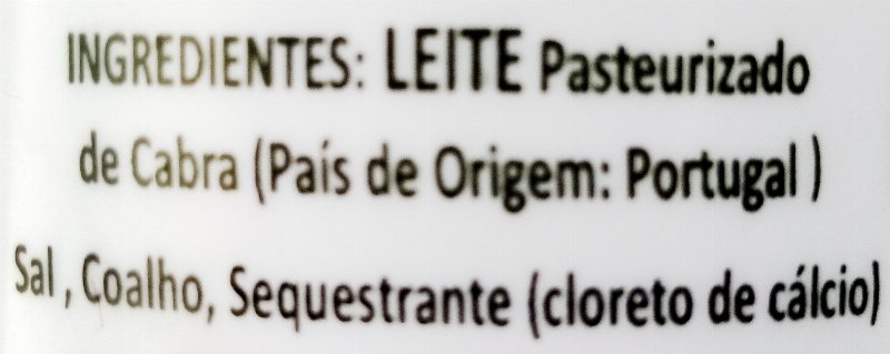 Foto da lista de ingredientes