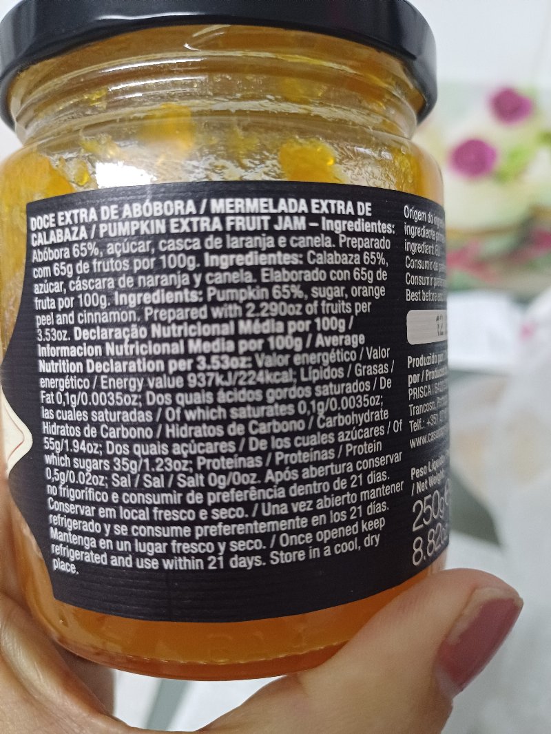 Foto da lista de ingredientes