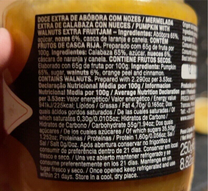 Foto da tabela nutricional