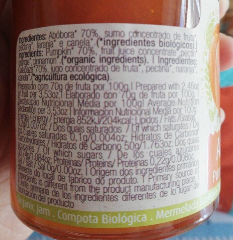 Foto da tabela nutricional