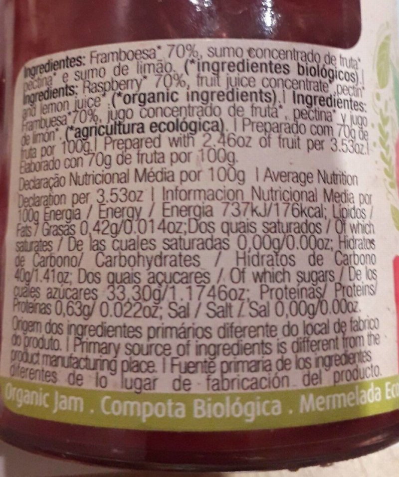 Foto da tabela nutricional