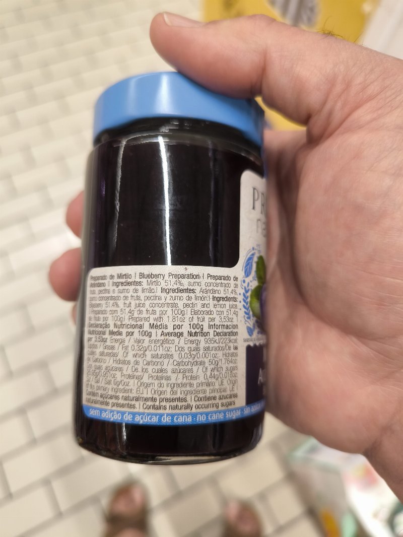 Foto da lista de ingredientes