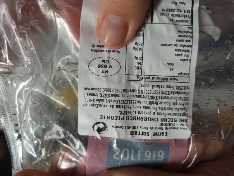 Foto da lista de ingredientes