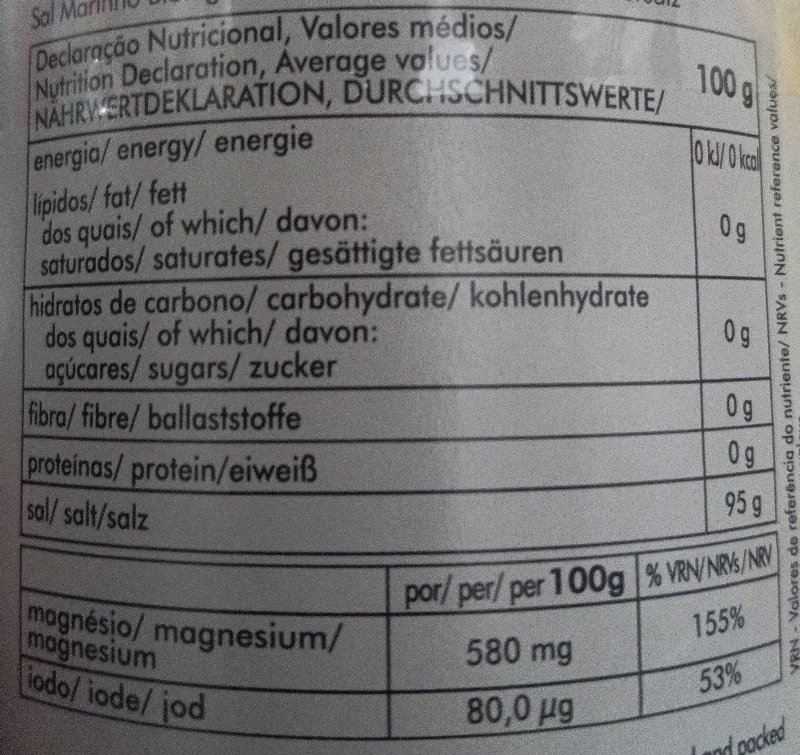 Foto da tabela nutricional
