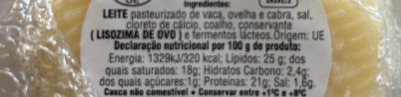 Foto da lista de ingredientes