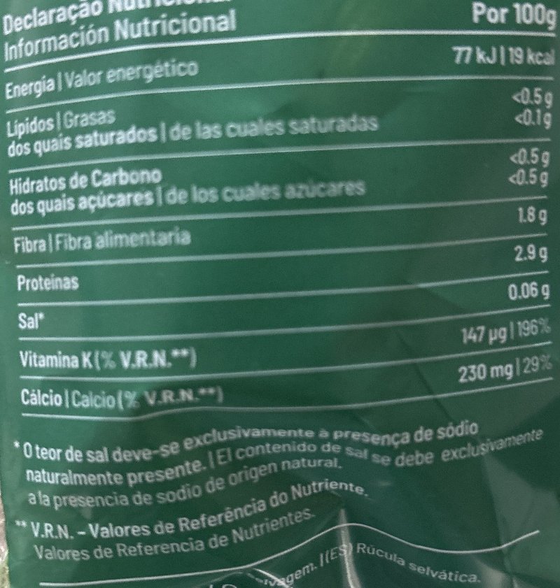 Foto da tabela nutricional