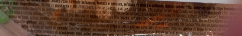 Foto da lista de ingredientes