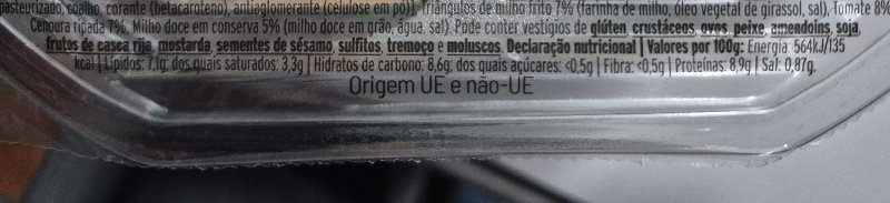 Foto da tabela nutricional