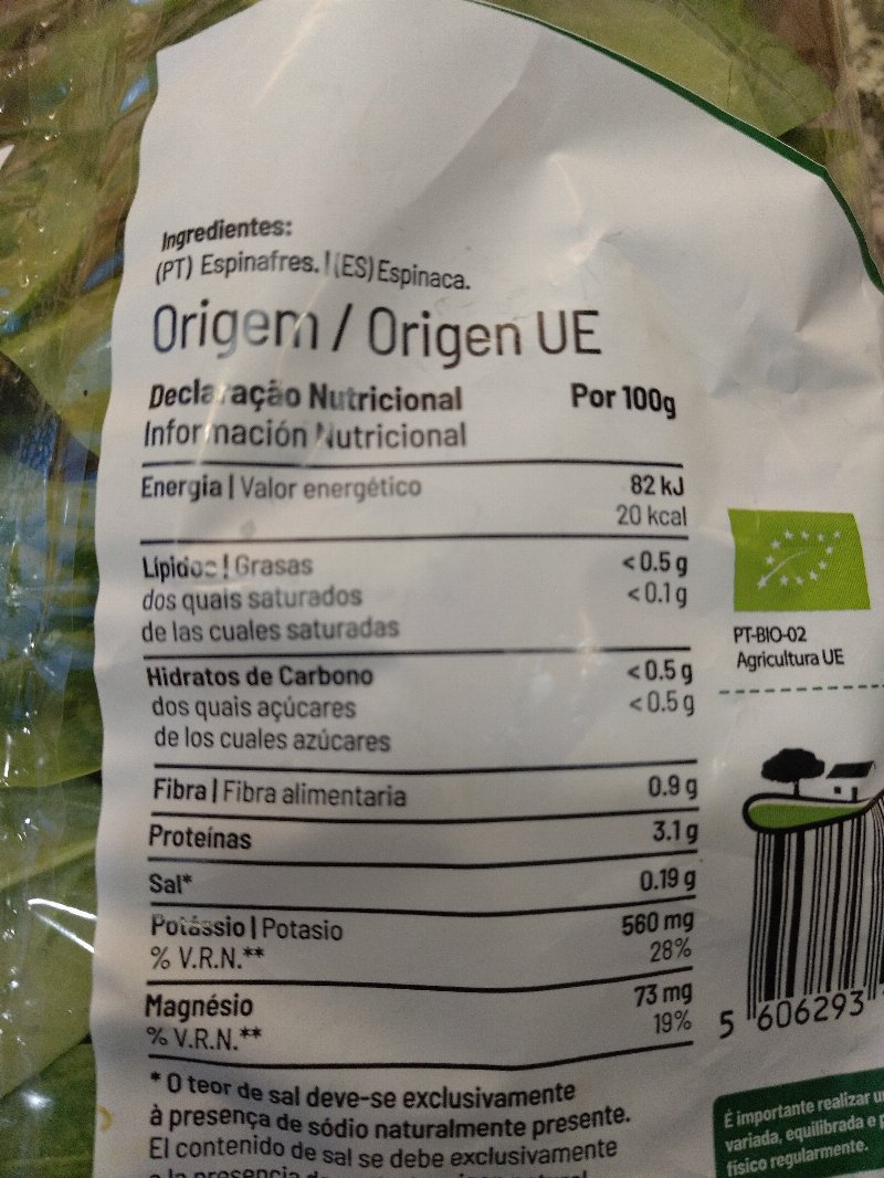Foto da lista de ingredientes