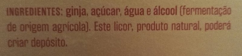 Foto da lista de ingredientes