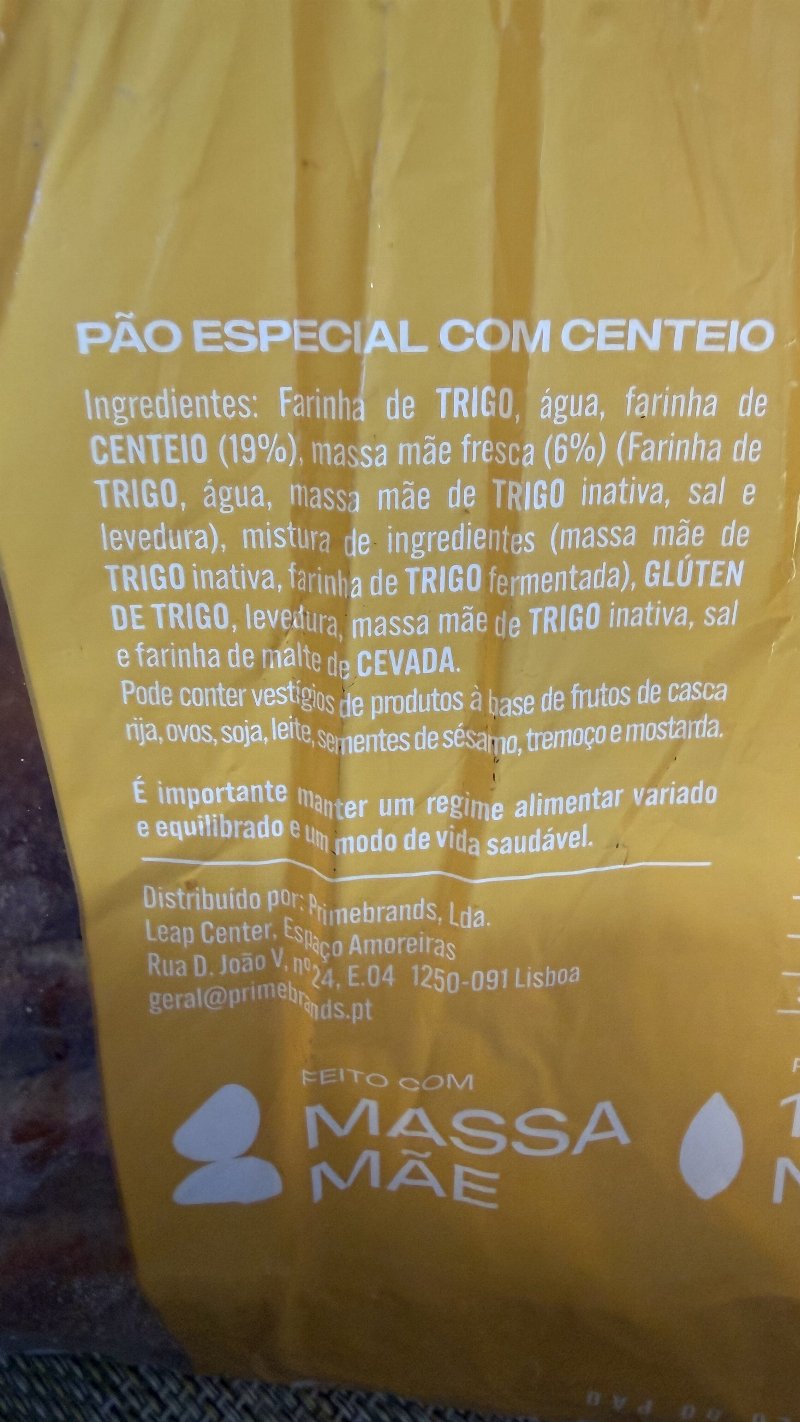 Foto da lista de ingredientes