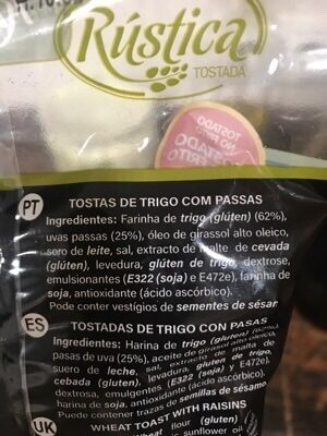 Foto da lista de ingredientes