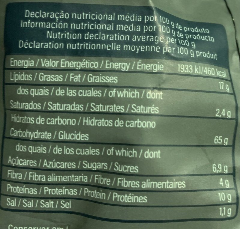 Foto da tabela nutricional