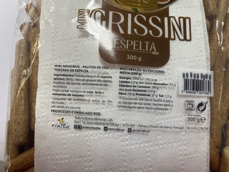 Foto da lista de ingredientes