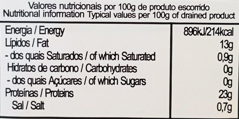 Foto da tabela nutricional