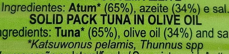 Foto da lista de ingredientes