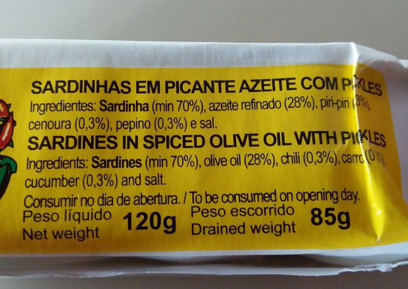 Foto da lista de ingredientes