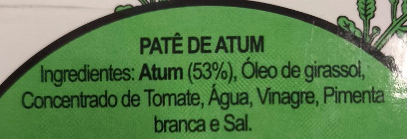 Foto da lista de ingredientes