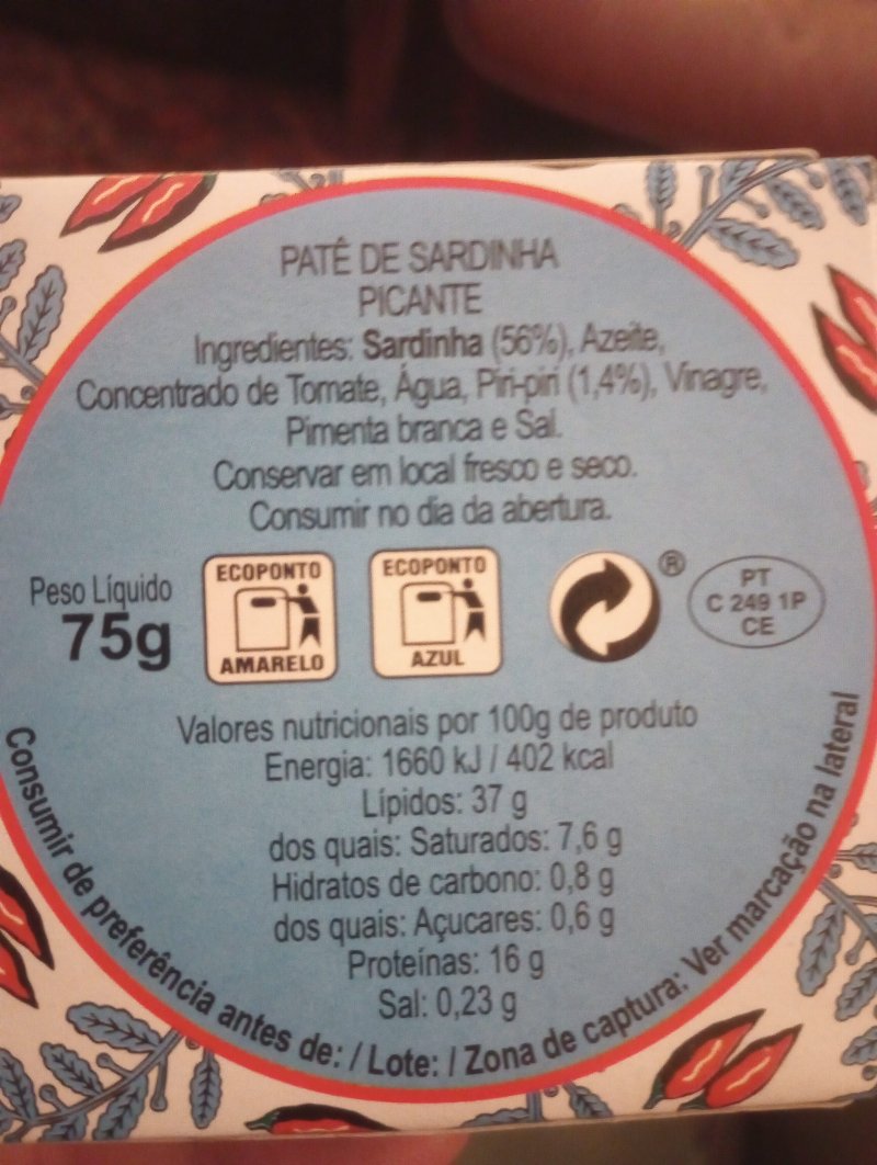 Foto da lista de ingredientes