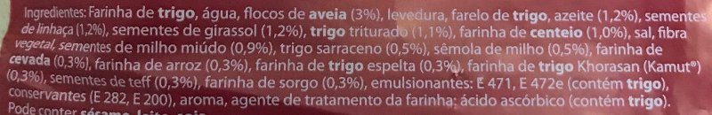 Foto da lista de ingredientes