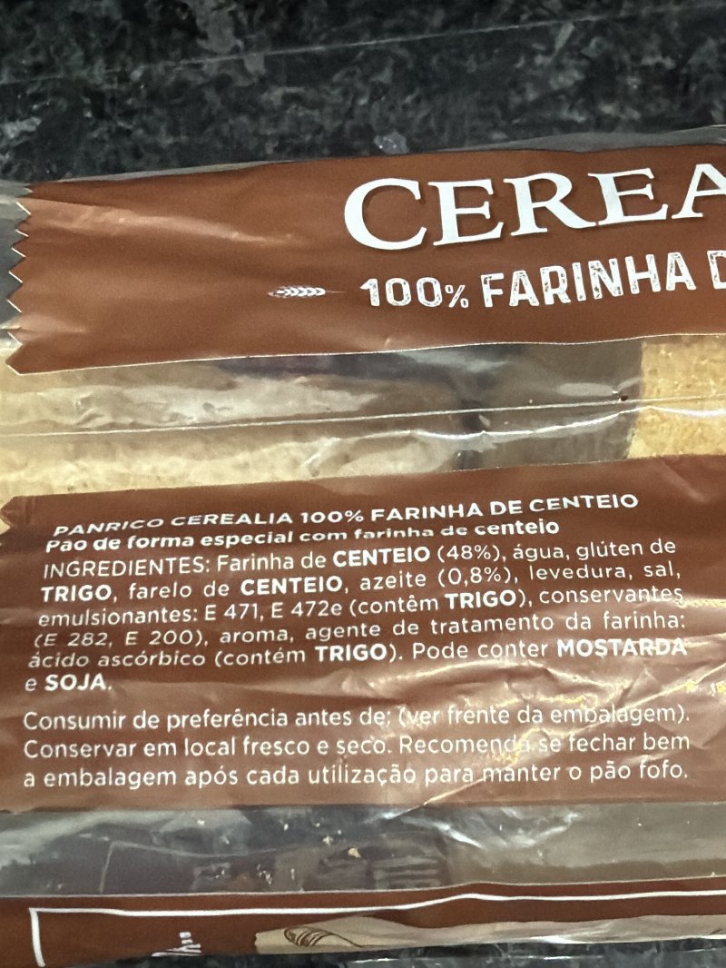 Foto da lista de ingredientes