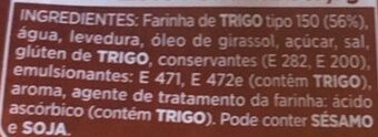 Foto da lista de ingredientes