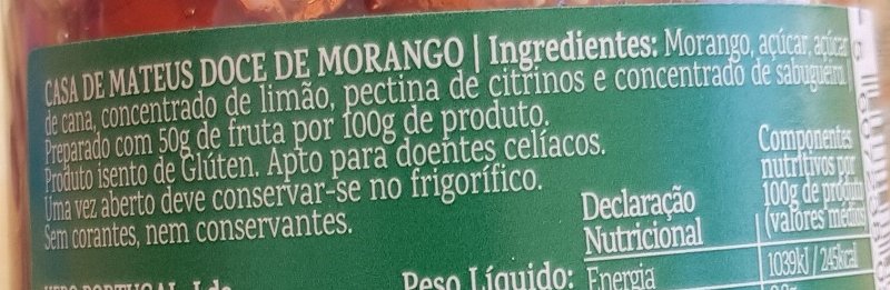 Foto da lista de ingredientes
