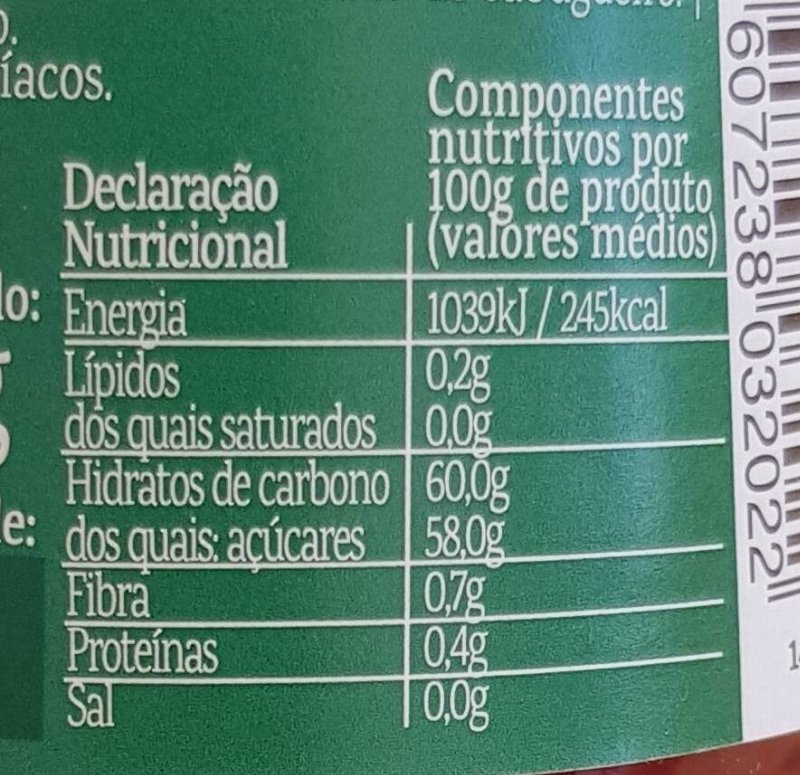 Foto da tabela nutricional