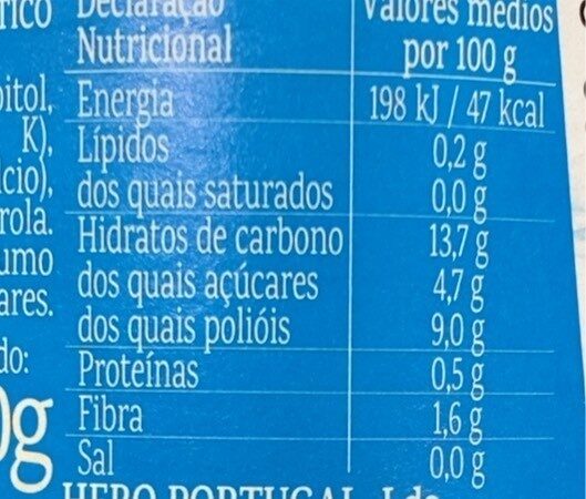 Foto da tabela nutricional