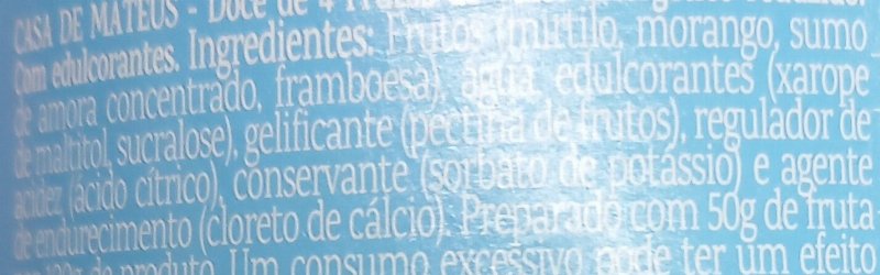 Foto da lista de ingredientes