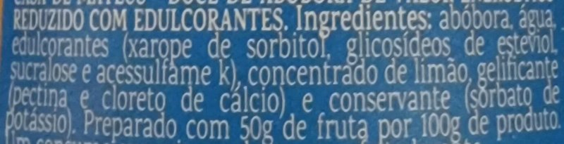 Foto da lista de ingredientes