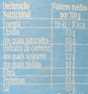 Foto da tabela nutricional